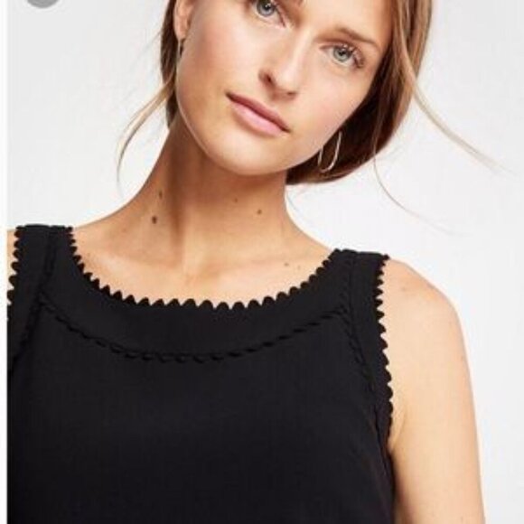 Ann Taylor Black Scalloped Sleeveless Sheath Dress - Picture 9 of 9